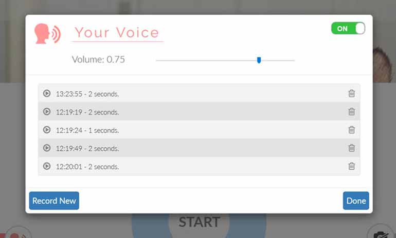 Screenshot of your own voice feedback recordings list