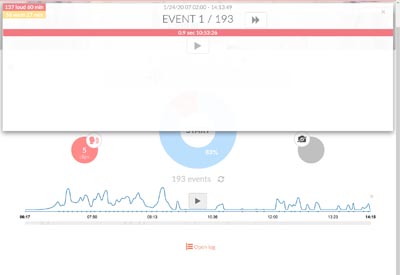 Screenshot of the event player view